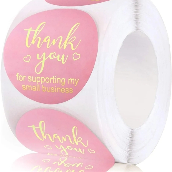 2" Pink 🩷 and Gold Thank You for Support my Small Business Stickers - Picture 1 of 8